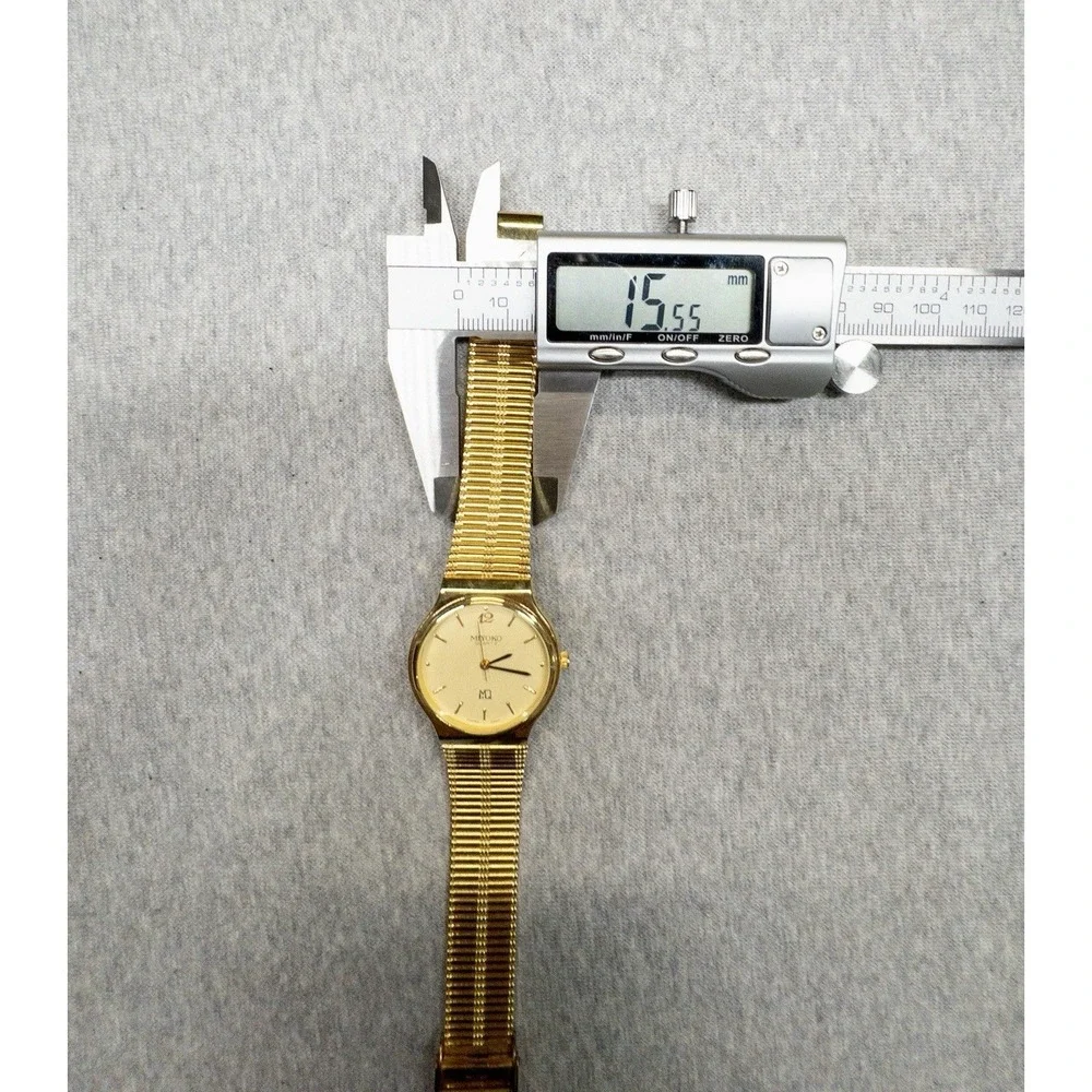 Vtg Miyoko‎ Minimalist Gold Watch 1980's 31mm Round Case Mens